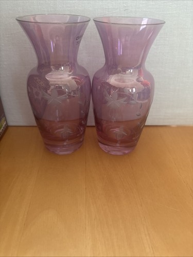 Pair pink hand cut floral - pair,