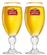 2x Stella Artois Chalice One Pint 20oz Beer Glass Enamel Nucleated New Unused