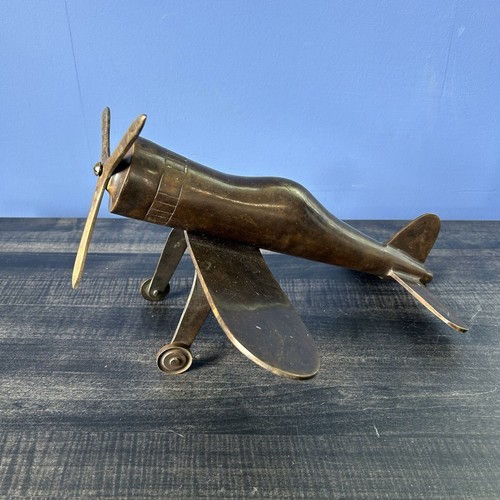 Vintage brass airplane - vintage,