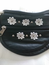 GENUINE LEATHER BUM/FANNY SHOULDER SLING BAG DAISY&STUD TRIM-NEW.