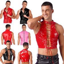 Mens Leather Stand Collar