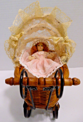 Vtg mini doll carriage baby - mini,