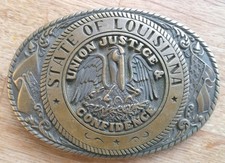 Vintage State Of Louisiana Confidence Solid Brass Belt Buckle Tony Lama Series