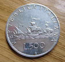 Italy Silver .835 (83.5% pure) 500 lire coin 1959
