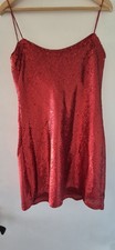 Zara Size Medium Red Sequin Dress Spaghetti Straps Short Dress