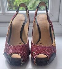 Terra Plana Size UK4  Natural Fabric Flora Pattern Ladies Shoes Sling Back