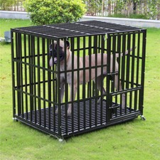 Heavy-duty In/Outdoor Large Steel Dog Crate Cage Pet Kennel House with Wheel XXL