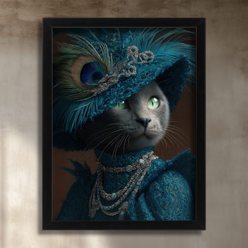Victorian cat lady wall art - victorian,