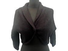 Shrug H&M size M black collar & 3/4 sleeve angora blend womens