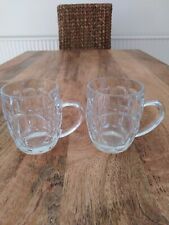 VINTAGE PAIR OF FRENCH HALF PINT DIMPLED GLASS TANKARDS