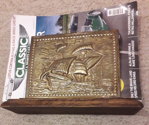 Antique vintage oak brass - oak, &