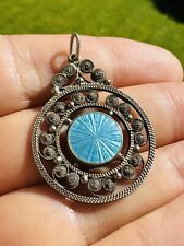 Antique Scandinavian 930 Silver & Guilloche Enamel Marius Hammer Pendant Norway