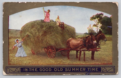 1910 vintage hay wagon - hay,