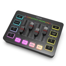 FIFINE Gaming Audio Mixer with Effects PC Streaming 4 Channel XLR Mic Interface