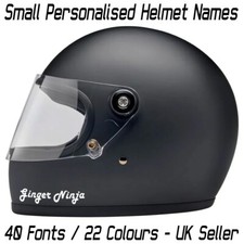 2 x Vinyl Custom Personalised Name Helmet Stickers Decals Motorbike Motorcycle