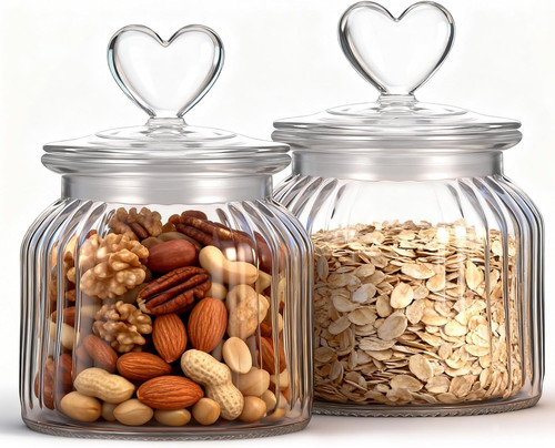 Heart lid airtight glass jars - heart,