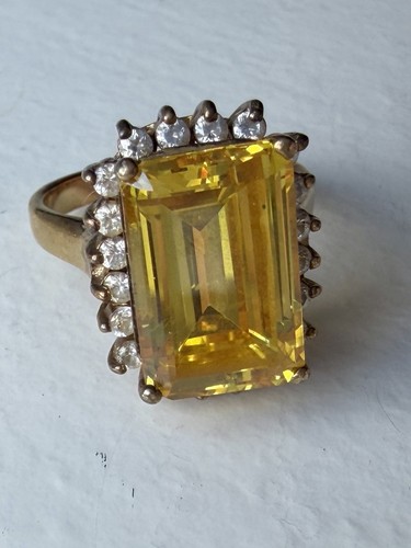 Qvc yellow emerald cut - yellow, ring