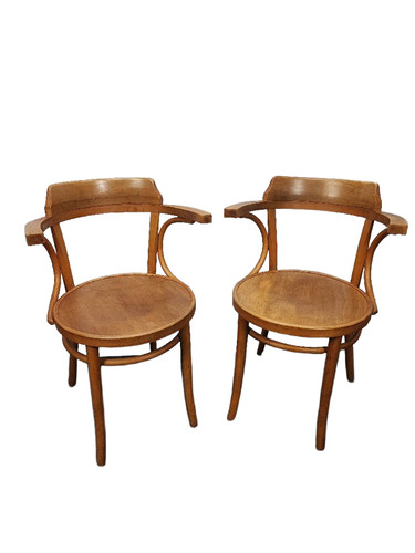 Bentwood armchair pair - 2x,