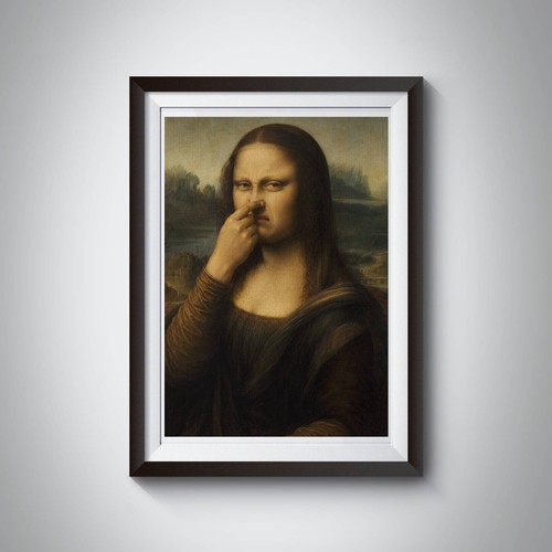 Funny mona lisa bathroom wall - funny,