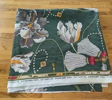 Leonard Paris Les Tissus De Material Off cut green floral print 60" x 57"