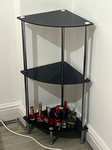 Black glass tier corner - glass, 3-tier