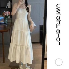 Summer Soft White Maxi Dress with Elegant Waist Design for Womens Fashion