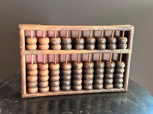 Vintage wooden abacus brass - wooden,