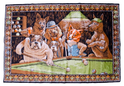 Dogs playing pool billiards - dogs,