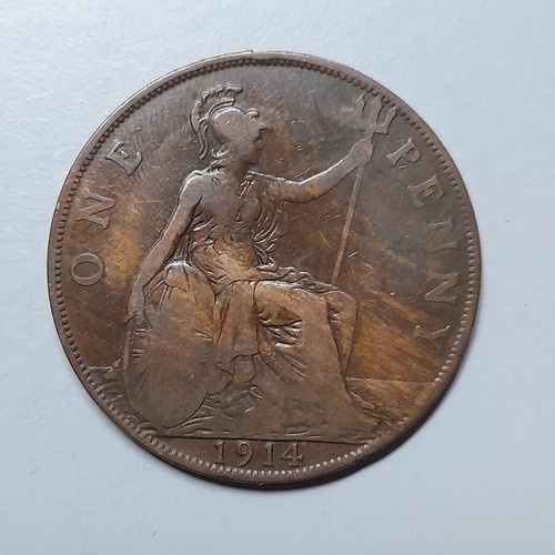 1914 one penny coin george - george, v