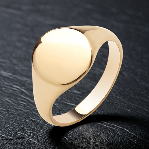 Mens yellow gold oval signet - mens,