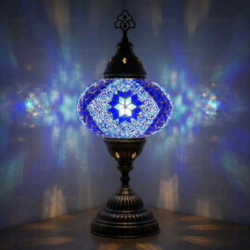 Blue turkish mosaic table lamp - turkish,