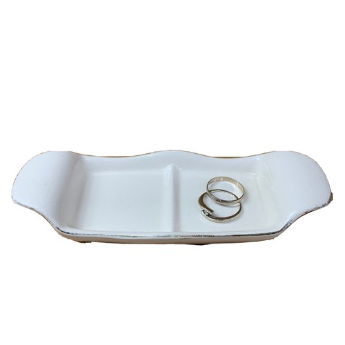 Trinket dish white ceramic - white,