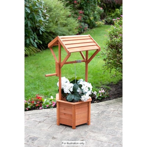 Wooden wishing well planter - wooden,
