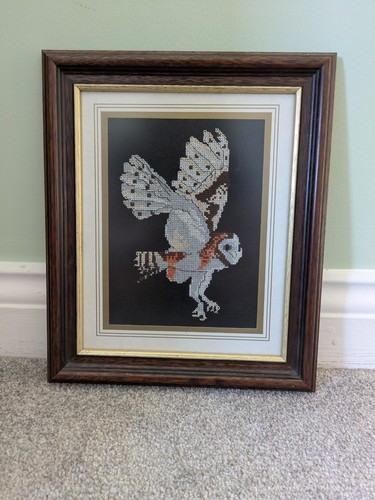 Framed barn owl cross - cross, stitch