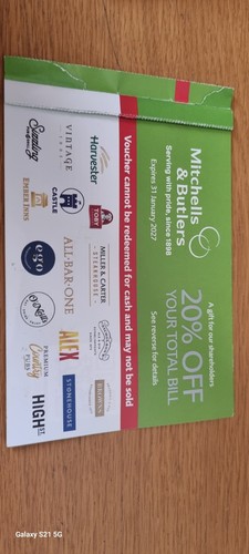 Mitchells butlers voucher - mitchells,