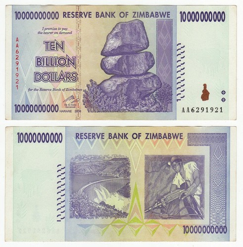 Zimbabwe billion dollars - 10,
