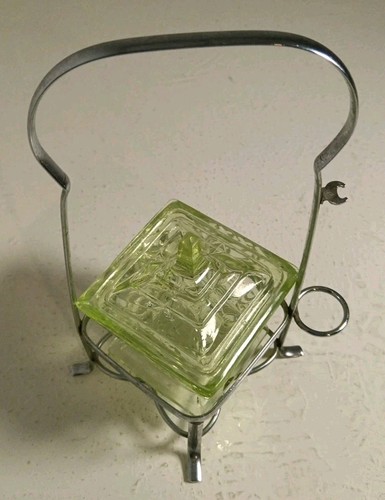 Vintage green glass - sugar, bowl