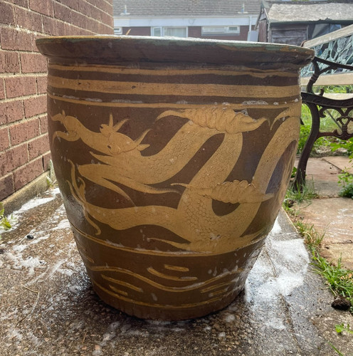 Vintage ceramic dragon planter - vintage,