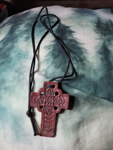 Leather celtic style cross - leather,