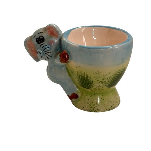 Vintage blue elephant egg cup - egg,