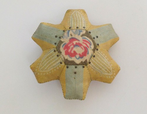 Antique patchwork silk pin - antique,