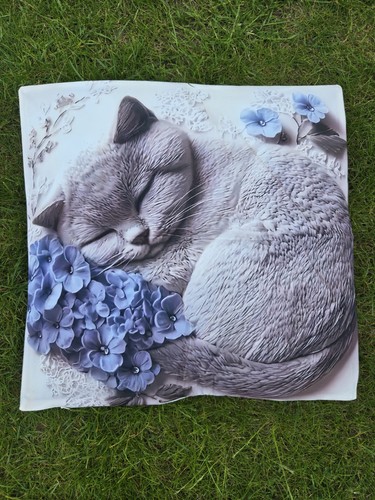 Sleeping grey cat cushion - sleeping,
