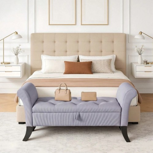Velvet ottoman bench shoe - velvet,