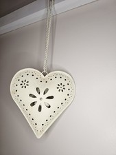 Tealight white metal - metal, heart
