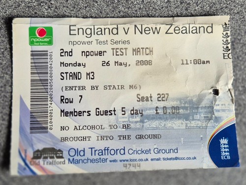 Used cricket ticket - cricket, england