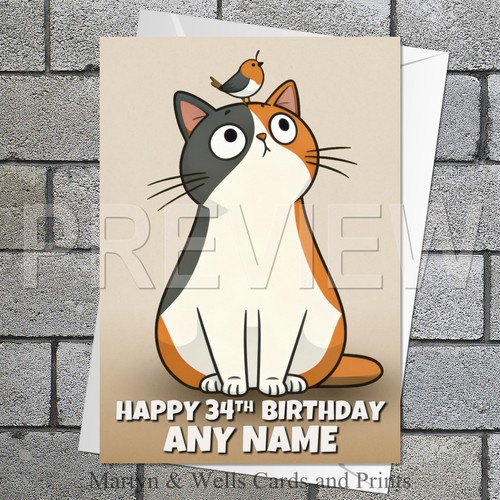 Calico cat birthday - card., 5x7