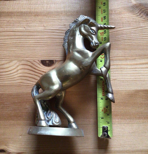 Metal rearing unicorn figurine - unicorn,