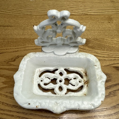 Vintage white cast iron footed - iron,