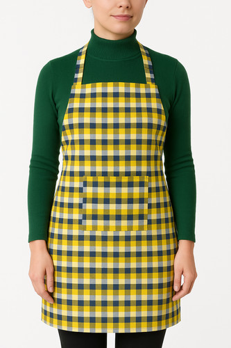 Kitchen apron yellow check - apron,