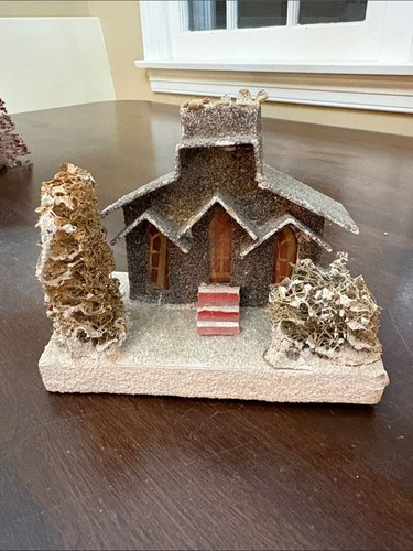 Vintage snow covered putz - vintage,